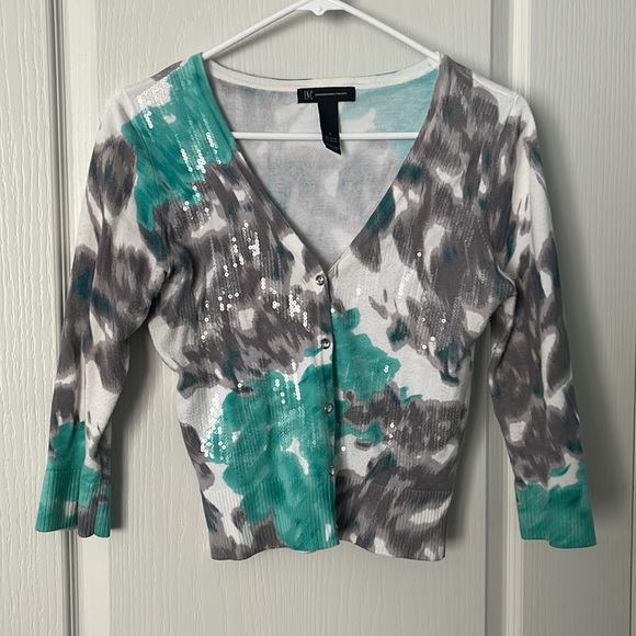 Grey/teal cardigan from INC, size small - Picture 3 of 7